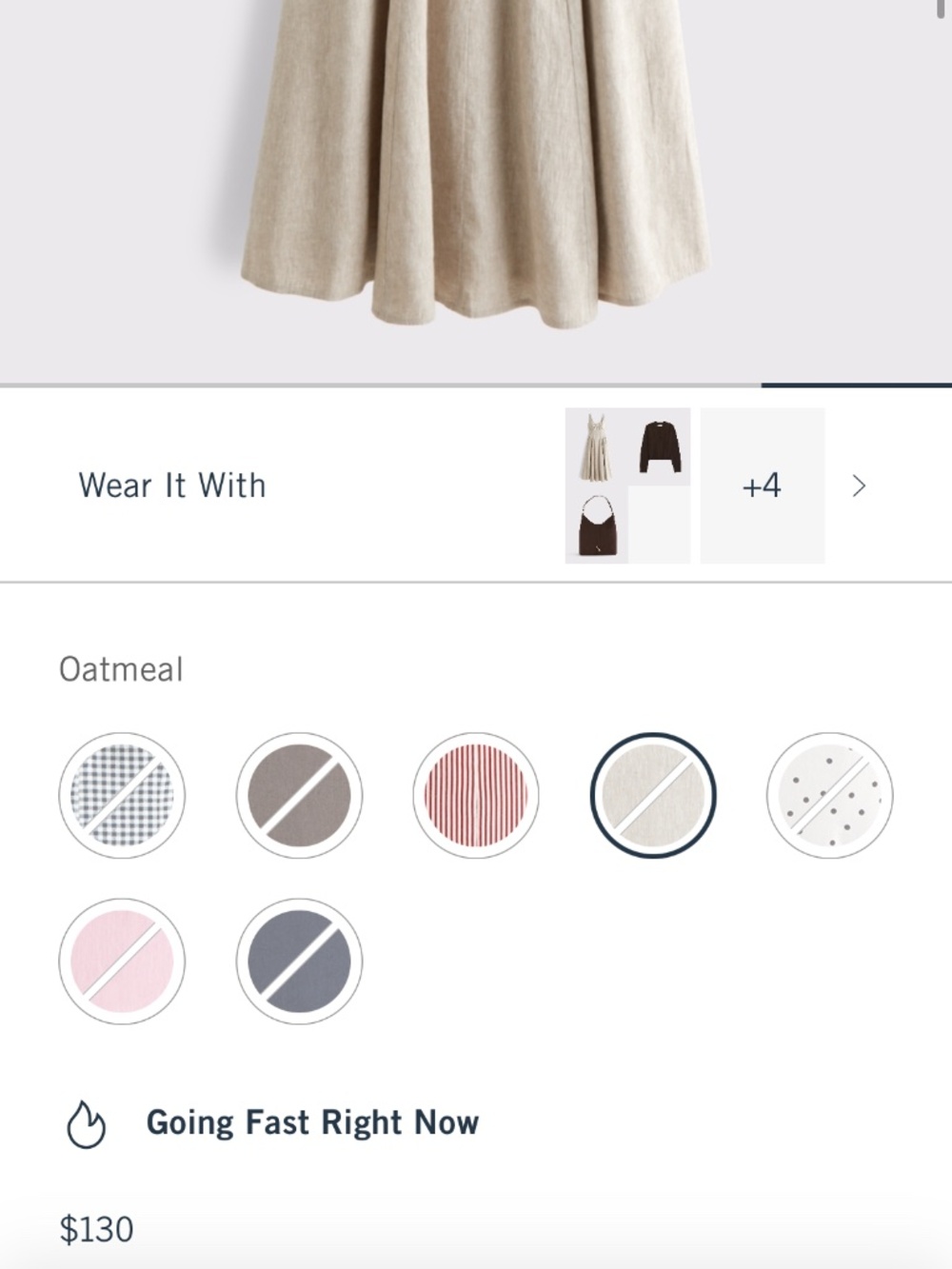 Linen-Blend A&F Bra-Free Dylan Midi dress oatmeal - Picture 6 of 6